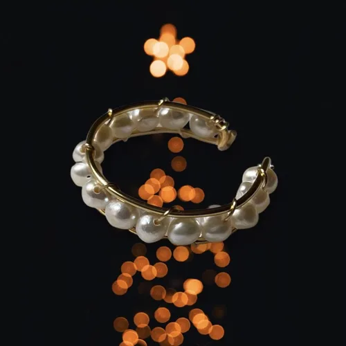 Vista 5 de K&H JWL DIVINE CIRCLE Anillo de envoltura de alambre de oro con cuentas de perlas de 14 quilates, tamaño libre apilable, perla, Perla