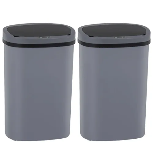 Vista 22 de PayLessHere Bote de basura de plástico de 13 galones Negro Tapa automática sin contacto con sensor de movimiento Bote de basura de cocina