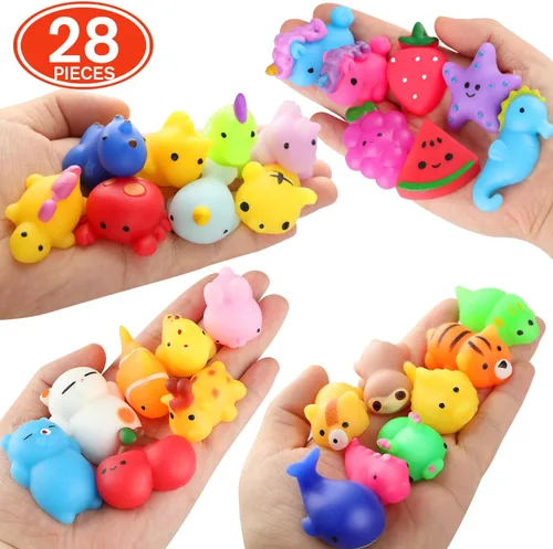 Vista 4 de nobasco Squishies, paquete de 26 juguetes esponjosos Mochi – Kawaii Cat Squishys Slow Rising Animals – Recuerdos de fiesta, bolsa de golosinas