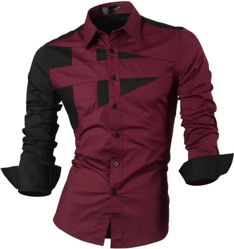 Vista 41 de jeansian - Camisas de manga larga de ajuste entallado para hombre (8397), con botones, informales y de vestir.