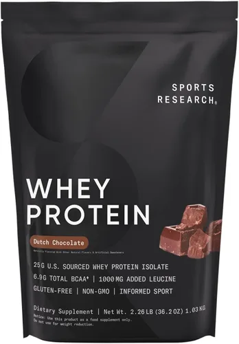 Vista 12 de Sports Research® 100% proteína de suero aislado de chocolate mantequilla de maní – Proteína en polvo de origen estadounidense con BCAA – Sin sabores