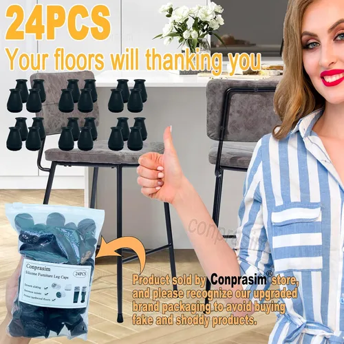 Vista 6 de Protectores de suelo de silicona extra pequeños para patas de silla con fieltro, se ajustan de 19/32 a 15/16 pulgadas, tapas de silicona para patas