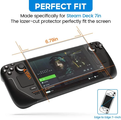 Vista 2 de BELIEFLUO Protector de pantalla de cubierta de vapor, protector de vidrio templado transparente HD compatible con Steam Deck de 7 pulgadas 2022.