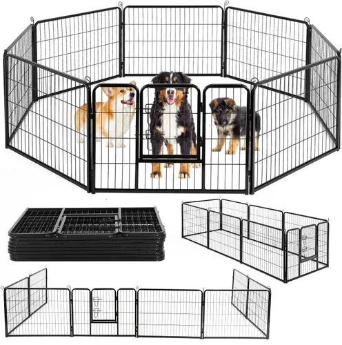 Vista 12 de BestPet Extensión de corral para perros 32 pulgadas, 2 paneles Corral resistente para mascotas con ejercicio de metal Paneles de cerca