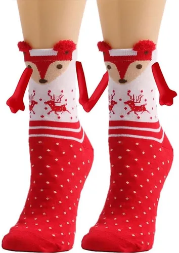Vista 6 de Anager 5 pares de calcetines de Navidad de la mano tomados de la mano pareja magnética mano media tubo calcetines divertidos regalos de Navidad
