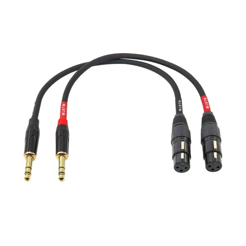 Vista 2 de Cable XLR a 1/4 TRS de 0.250 in de doble canal a 3 pines XLR hembra XLR a 1/4 estéreo equilibrado adaptador de micrófono de 1 pie