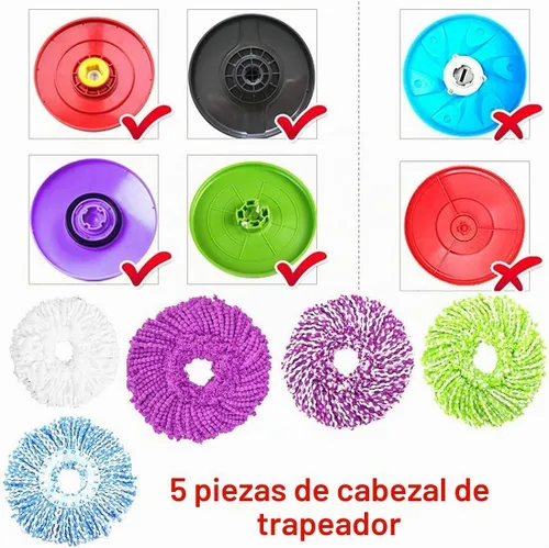 Vista 6 de 5 Recambios de microcabezal de repuesto para mopa giratoria 360° Spin Magic - Cabezal de mopa de microfibra, forma redonda, tamaño estándar