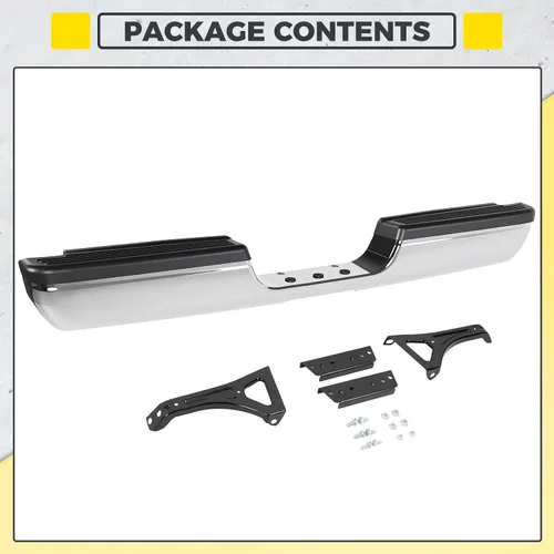Vista 4 de KUAFU Conjunto de parachoques trasero compatible con Dodge Ram 1500 2500 3500 Fleetside/Styleside 1994-2002 con almohadillas plateadas+acero
