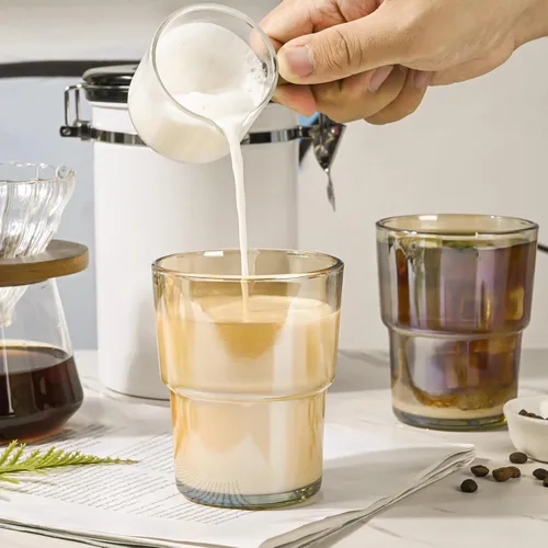 Vista 6 de Vaso reutilizable de 13 onzas para café helado con tapas, vaso transparente para agua, paquete de 2 vasos de vidrio con popote y tapa, vaso