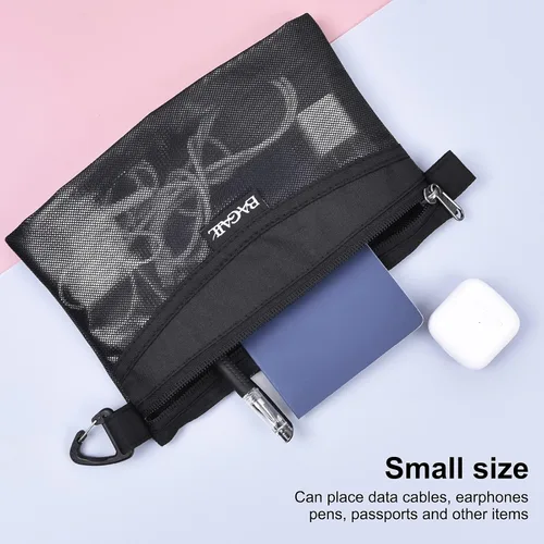 Vista 4 de Bagail Bolsa ultraligera con cremallera Bolsas de embalaje de viaje para artículos de tocador, documentos, electrónica-Negro Set