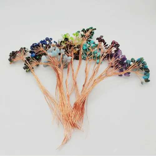 Vista 7 de DIYOMR 11 racimos de coloridos árboles de cristal amorfos y flexibles, alambre de cobre, árbol de piedra, árbol de dinero, árbol de la vida