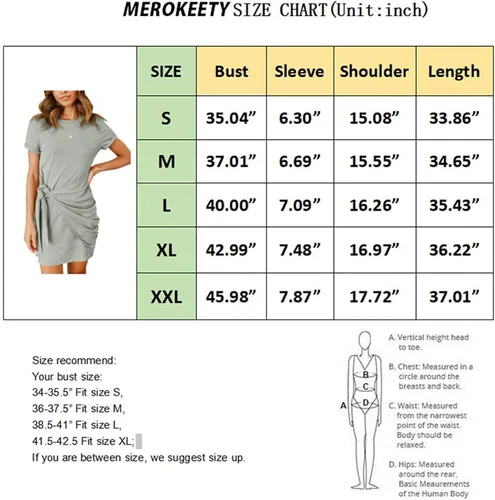 Vista 5 de MEROKEETY - Vestido camisero femenino de manga corta y cuello redondo, corto y entallado, fruncido y con lazo en la cintura