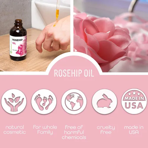 Vista 5 de Premium Nature Aceite de rosa mosqueta para la cara para mujeres, semilla de rosa mosqueta puro prensado en frío sin refinar para el cabello