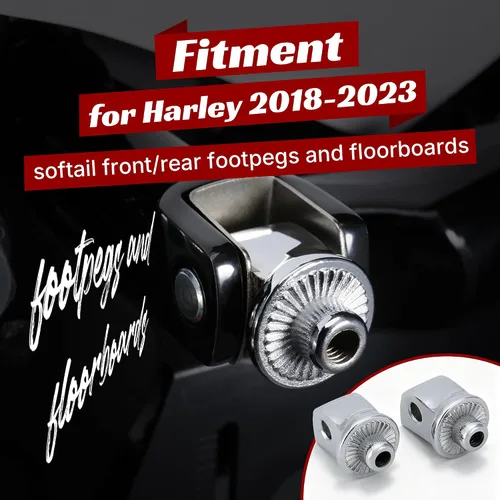 Vista 2 de Adaptador de clavija de pasajero estriado para estriberas delanteras/traseras y tablas de suelo para modelos Harley Softail 2018-2023, cromado