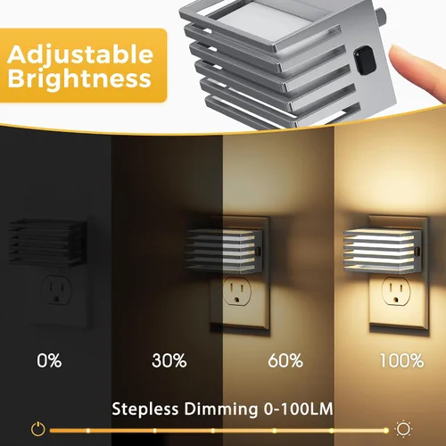 Vista 7 de L LOHAS LED Luces nocturnas enchufables a la pared, paquete de 2 luces nocturnas modernas con sensor de atardecer a amanecer, luz nocturna