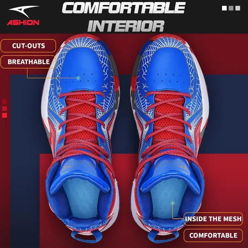 Vista 6 de ASHION Kids Basketball Shoes Youth Mid-Top Sneakers Non-Slip Sport Trainer Shoes for Boys Girls