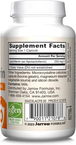 Vista 10 de Jarrow Formulas Suplementos de lactoferrina de 250 mg – Glicoproteína de apoyo inmunológico para un apoyo saludable del sistema inmunológico