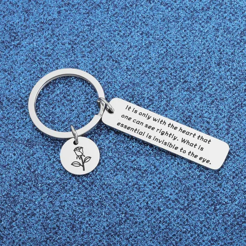 Vista 5 de WUSUANED Llavero con cita de príncipe pequeño, regalos inspiradores, corazón que puede ver correctamente el regalo esencial para los amantes