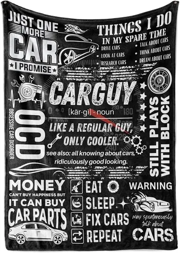 Vista 11 de Huglanket Regalos Car Guy Mantas para Hombres, Manta de Franela para Amantes de los Automóviles, Mecánicos, Entusiastas - Cumpleaños, Navidad