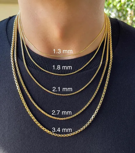 Vista 2 de JEWELHEART Cadena redonda de oro real de 14 quilates de 0.051 in, 0.071 in, 0.083 in, 0.106 in, 0.134 in, cadenas de oro real para hombres, collar