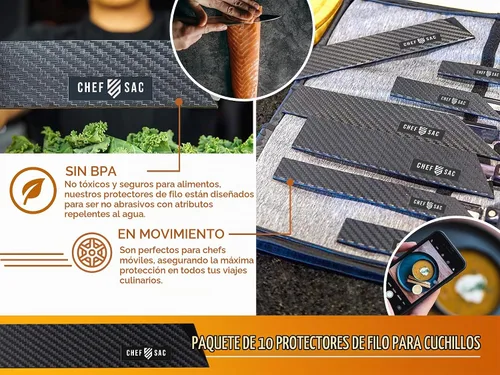 Vista 4 de Chef Sac Protectores de bordes de cuchillo, cubierta universal para cuchillo y protector profesional de cuchillos, protectores de cuchillos