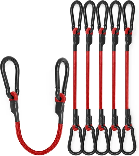 Vista 12 de Cuerdas elásticas ajustables de 18 pulgadas con ganchos, ajuste flexible de 6.5 a 18 pulgadas, correas elásticas negras con elasticidad superior