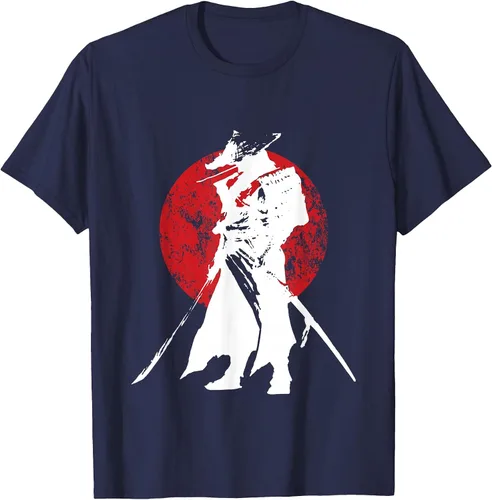 Vista 45 de Vintage Japanese Samurai Retro Bushido Warrior Japan Sword T-Shirt Asphalt Grey