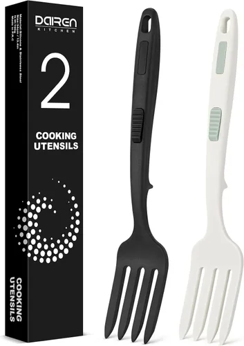 Vista 9 de Tenedor de cocina flexible de silicona, 11.6 pulgadas, resistente al calor, grande antiadherente, puré de alimentos, batidor de huevos (BR)