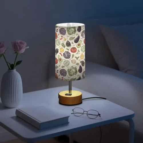 Vista 6 de Vegetable Retro Dimmable Bedside Touch Lamps with Charging Ports for Living Room Bedroom Nightstand Office Desk, Light Bulb Included