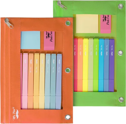 Vista 27 de Mr. Pen - Estuche para lápices de 2 piezas - Estuche con cremallera para lápices para carpeta de 3 anillas
