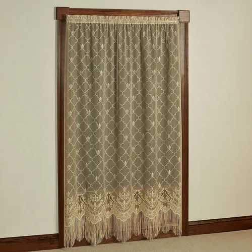 Vista 8 de Touch of Class Panel de cortina victoriana de encaje Fleur de Lis para ventana de poliéster - Oro antiguo - Panel de estilo europeo para ventanas