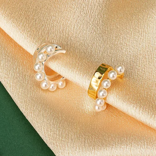 Vista 4 de C.Paravano Pendientes de oreja para mujer Aretes de oro Pendientes de plata de ley para mujer Puños de aretes para mujer sin perforar