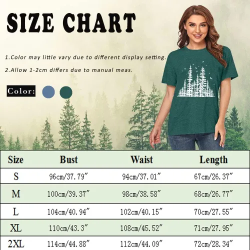 Vista 7 de Camisetas de pino para mujer, divertidas camisetas gráficas de verano, senderismo, camping, naturaleza, camiseta de manga corta, atlética, casual