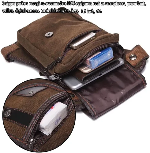Vista 4 de Riñonera táctica al aire libre para hombres y mujeres, bolsa multifuncional para el muslo para motocicleta, bicicleta, senderismo, viajes, pesca