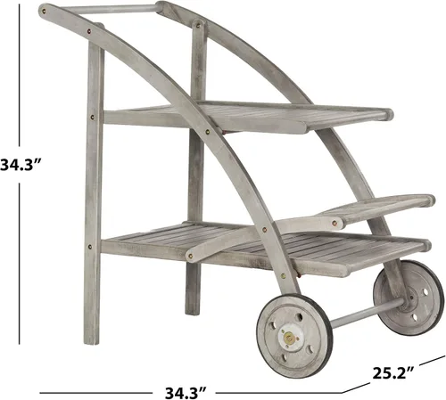 Vista 5 de Safavieh Outdoor Collection Lodi - Carrito de té, gris lavado
