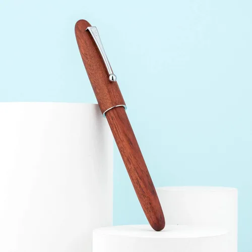 Vista 3 de JINHAO 9026 - Pluma estilográfica de punta fina con cuerpo y tapa de madera (palisandro)