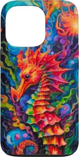 Vista 10 de Funda para iPhone 14 Plus Seahorse Coastal Colorful Ocean Life Art Aquarium Lover Case