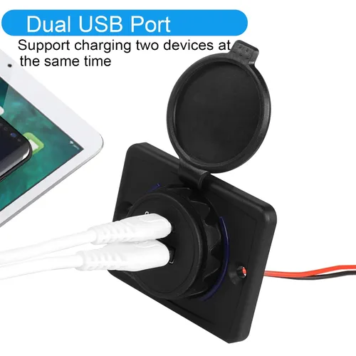 Vista 4 de Cargador de coche rápido de 12 V-24 V - Dual PD USB-C y puertos USB-A de carga rápida 3.0, entrega de energía de 18 W, enchufe tipo C de tapa