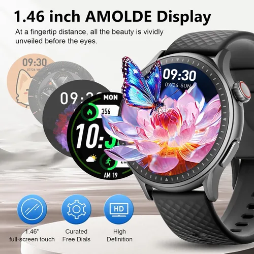 Vista 5 de Reloj inteligente de fitness para hombres y mujeres, 2026 nuevo reloj inteligente para correr, pantalla AMOLED Ultra-HD de 1.46 pulgadas con monitor