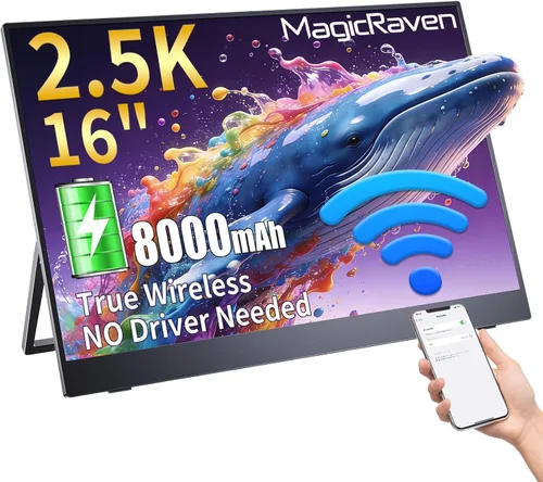 Vista 22 de Monitor portátil inalámbrico para portátil con batería, 15.6" 1080P IPS Negro