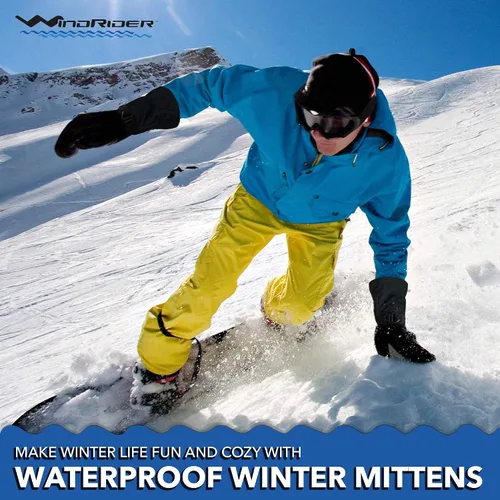 Vista 5 de Guantes de invierno resistentes e impermeables Guantes extra largos Tabla de snowboard, esquí, pesca en hielo, mitones Peso medio