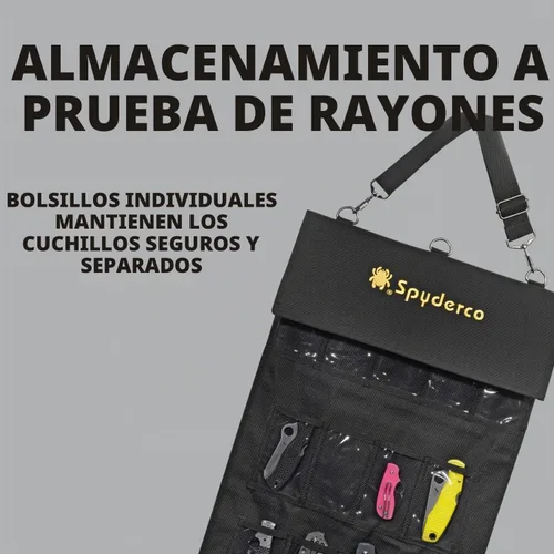 Vista 3 de Spyderco SpyderPac: incluye bolsillos profundos con diseño de poliéster resistente, ventana de plástico transparente, cierres de velcro y correa