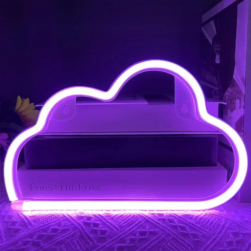 Vista 10 de Luz de neón LED en forma de nube para decoración de pared, luces de pared en forma de nube con alimentación por batería o USB para habitación Azul