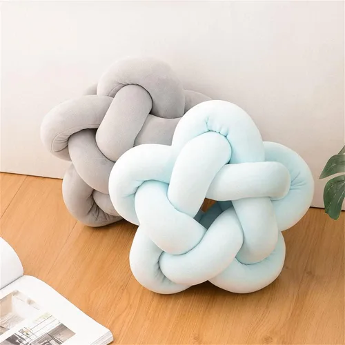 Vista 7 de chislim Bolas de almohada, almohada redonda con nudo hecho a mano, almohadas redondas de felpa decorativas para el hogar, para sofá, dormitorio