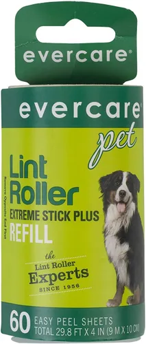 Vista 2 de Evercare Recambio de rodillo de pelusa extra pegajoso para mascotas, 60 hojas, paquete de 4