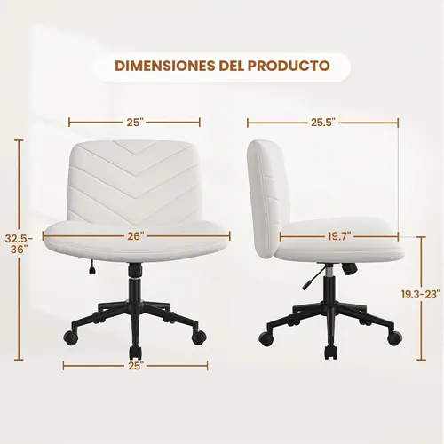Vista 2 de Yaheetech Silla de Escritorio de Oficina con Patas Cruzadas Anchas sin Ruedas, Sillas Giratorias Cómodas para Computadora de Tocador para Hogar