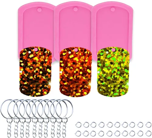 Vista 19 de 3 piezas de moldes de silicona de resina brillante con huella de pata para hacer llaveros DIY, molde de epoxi en forma de corazón con anillo