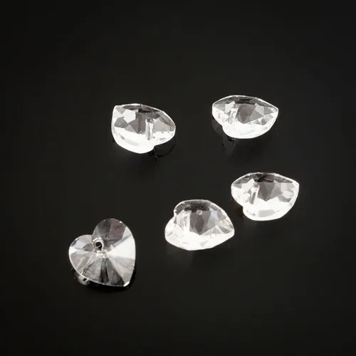 Vista 3 de 20 cuentas colgantes de cristal de corazón de amor de San Valentín de 0.394 pulgadas (0.394 in), cuentas sueltas de diamantes de abril transparentes