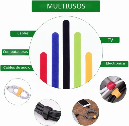 Vista 6 de OneLeaf 60 Piezas Bridas de Cable Reutilizables de Sujeción con Gancho y Bucle, Correas de Cable Multiusos Bridas de Alambre Gestión de Cables