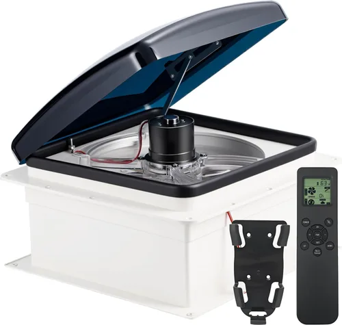 Vista 7 de RVLOVENT Ventilador de Techo RV de 12V de 14'' con 10 Velocidades Reversible con Elevación Manual (SIN CONTROL REMOTO)